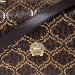 Pre Owned Aigner Brown/Gold Signature Coated Canvas and Leather Genoveva Top Handle Bag