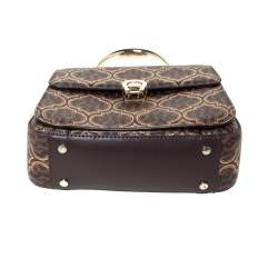 Pre Owned Aigner Brown/Gold Signature Coated Canvas and Leather Genoveva Top Handle Bag