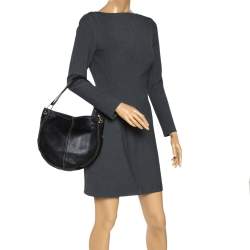 Pre Owned Aigner Black Leather Hobo