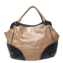 Pre Owned Aigner Beige/Black Leather Hobo