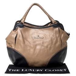 Pre Owned Aigner Beige/Black Leather Hobo