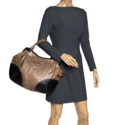 Pre Owned Aigner Beige/Black Leather Hobo