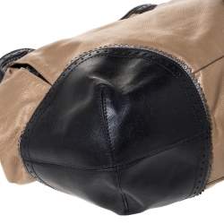Pre Owned Aigner Beige/Black Leather Hobo