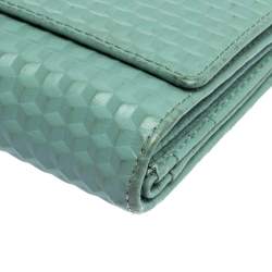 Pre Owned Aigner Mint Green Embossed Leather Genoveva Continental Wallet