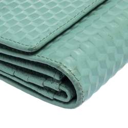 Pre Owned Aigner Mint Green Embossed Leather Genoveva Continental Wallet
