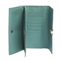 Pre Owned Aigner Mint Green Embossed Leather Genoveva Continental Wallet