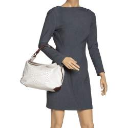 Pre Owned Aigner Ivory Leather Hobo