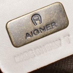 Pre Owned Aigner Ivory Leather Hobo