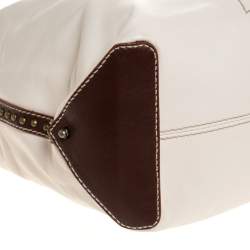 Pre Owned Aigner Ivory Leather Hobo