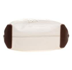 Pre Owned Aigner Ivory Leather Hobo