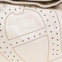 Pre Owned Aigner Ivory Leather Hobo