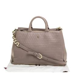 Pre Owned Aigner Grey Leather Middle Zip Tote