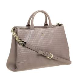 Pre Owned Aigner Grey Leather Middle Zip Tote