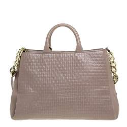 Pre Owned Aigner Grey Leather Middle Zip Tote