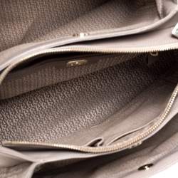 Pre Owned Aigner Grey Leather Middle Zip Tote