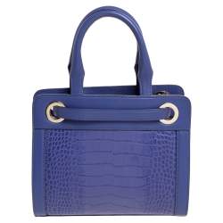 Pre Owned Aigner Lavender Crocodile Embossed Leather Cavallina Top Handle Bag