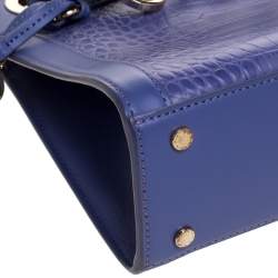 Pre Owned Aigner Lavender Crocodile Embossed Leather Cavallina Top Handle Bag