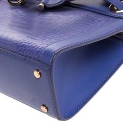 Pre Owned Aigner Lavender Crocodile Embossed Leather Cavallina Top Handle Bag