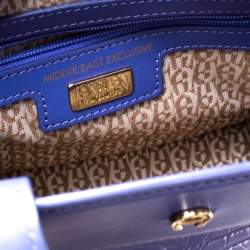 Pre Owned Aigner Lavender Crocodile Embossed Leather Cavallina Top Handle Bag