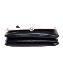 Pre Owned Aigner Black/White Leather Diaodara Shoulder Bag