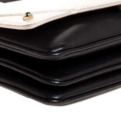 Pre Owned Aigner Black/White Leather Diaodara Shoulder Bag