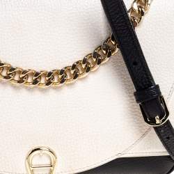 Pre Owned Aigner Black/White Leather Diaodara Shoulder Bag