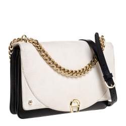 Pre Owned Aigner Black/White Leather Diaodara Shoulder Bag