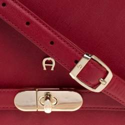 Pre Owned Aigner Red Leather Shoulder Bag