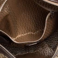 Pre Owned Aigner Brown Signature Canvas and Leather Satchel