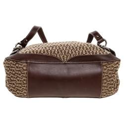 Pre Owned Aigner Brown Signature Canvas and Leather Satchel