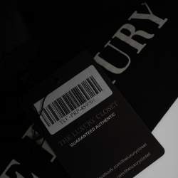 Pre Owned Aigner Black Leather Metal Plaque Tote