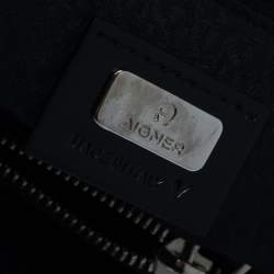 Pre Owned Aigner Black Leather Metal Plaque Tote