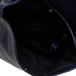 Pre Owned Aigner Blue Leather Flap Hobo