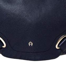 Pre Owned Aigner Blue Leather Flap Hobo