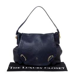 Pre Owned Aigner Blue Leather Flap Hobo