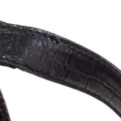 Pre Owned Aigner Black Croc Embossed Leather Logo Buckle Flap Top Handle Bag