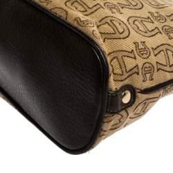 Pre Owned Aigner Brown/Beige Signature Canvas and Leather Pocket Buckle Shoulder Bag