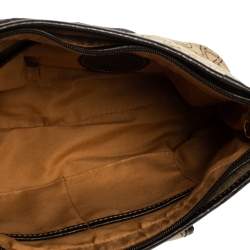 Pre Owned Aigner Brown/Beige Signature Canvas and Leather Pocket Buckle Shoulder Bag