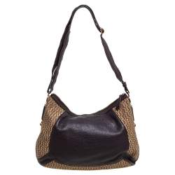 Aigner Brown/Beige Signature Canvas and Leather Hobo