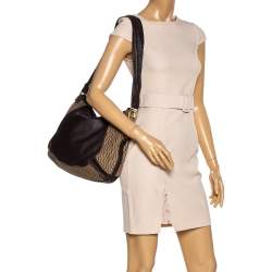 Aigner Brown/Beige Signature Canvas and Leather Hobo