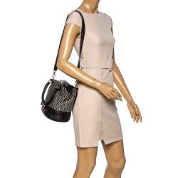 Pre Owned حقيبة ساتشل أيغنر جلد وكانفاس شهيرة سوداء