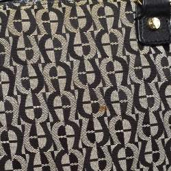 Pre Owned حقيبة ساتشل أيغنر جلد وكانفاس شهيرة سوداء