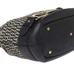 Pre Owned حقيبة ساتشل أيغنر جلد وكانفاس شهيرة سوداء