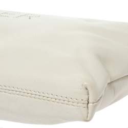 Pre Owned Aigner Cream Leather Wristlet Pouch