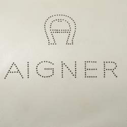 Pre Owned Aigner Cream Leather Wristlet Pouch
