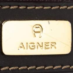 Pre Owned Aigner Brown Monogram Coated Canvas and Leather Hobo