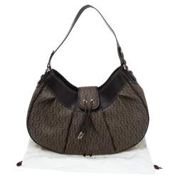 Pre Owned Aigner Brown Monogram Coated Canvas and Leather Hobo