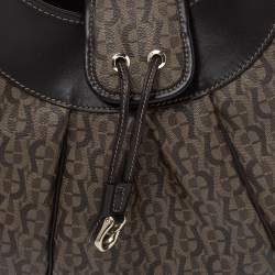 Pre Owned Aigner Brown Monogram Coated Canvas and Leather Hobo