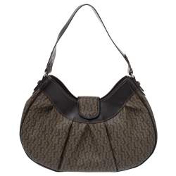 Pre Owned Aigner Brown Monogram Coated Canvas and Leather Hobo
