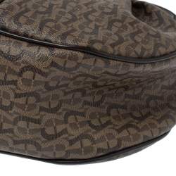 Pre Owned Aigner Brown Monogram Coated Canvas and Leather Hobo